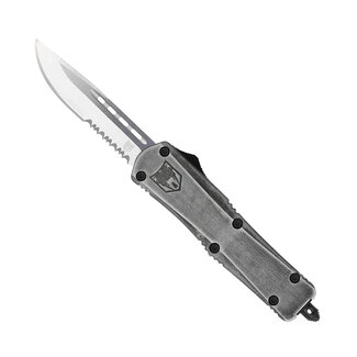 Cobratec Medium FS-3 Stonewash OTF Knife - Drop Serrated Blade | CobraTec Knives