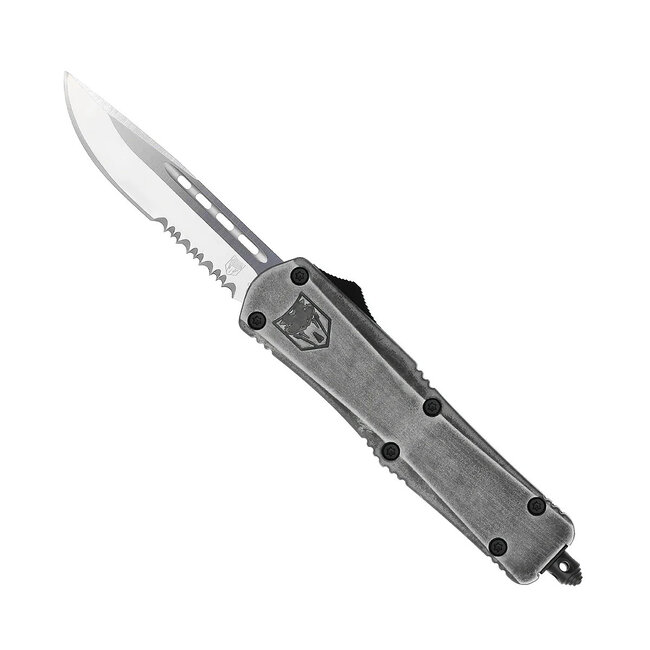 Cobratec Medium FS-3 Stonewash OTF Knife - Drop Serrated Blade | CobraTec Knives