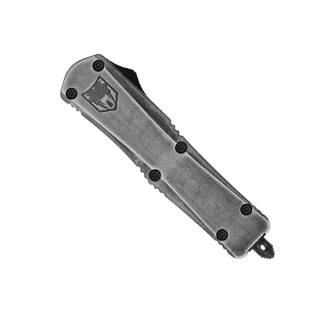 Cobratec Medium FS-3 Stonewash OTF Knife - Drop Serrated Blade | CobraTec Knives