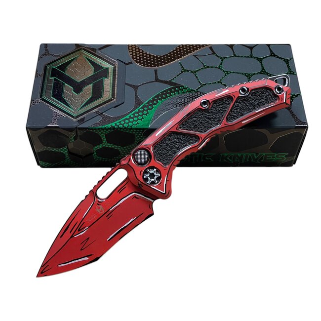 Heretic Knives Medusa Recurve Auto Cel Shade Red