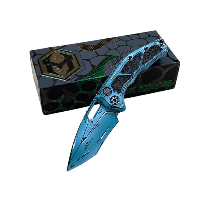 Heretic Knives Medusa Recurve Auto Cel Shade Turquoise