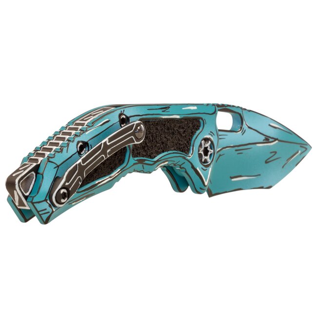 Heretic Knives Medusa Recurve Auto Cel Shade Turquoise