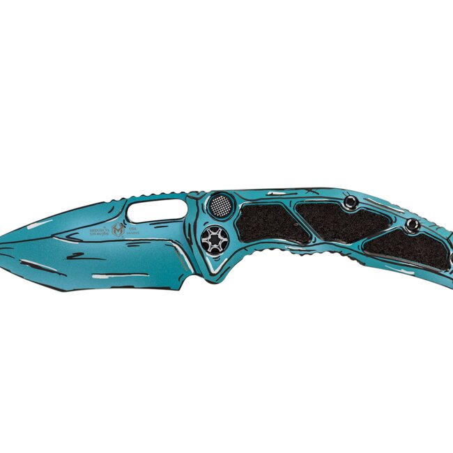 Heretic Knives Medusa Recurve Auto Cel Shade Turquoise