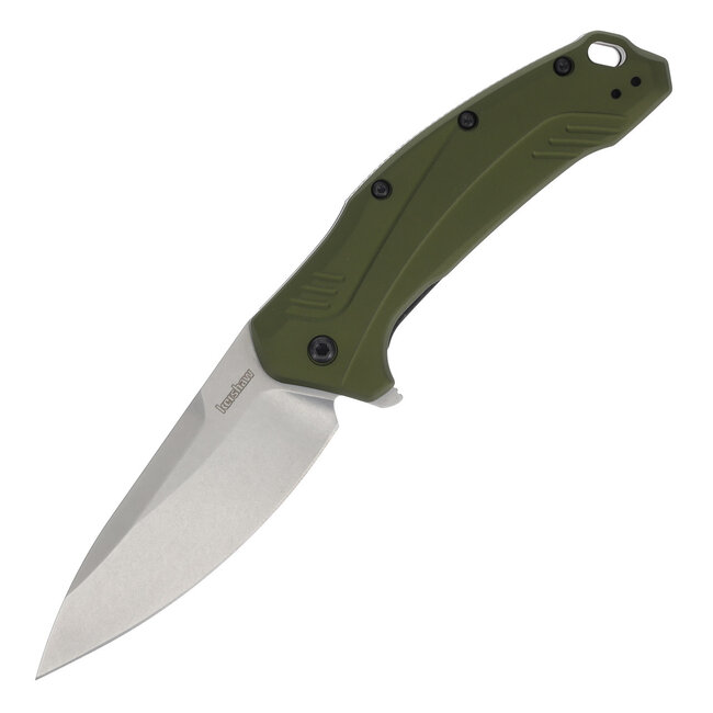 Kershaw Kershaw Link Assisted Flipper Folding Knife 3.25in Drop Point Olive KS1776OLSW