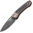 LionSTEEL LionSTEEL Twain Damascus Knife – Bronze Ti, Carbon Fiber, 3.13" Blade