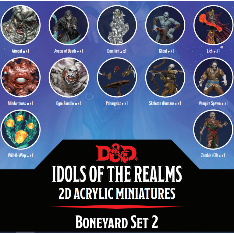 Idols of the Realms - 2d Acrylic Miniatures : Boneyard Set 2