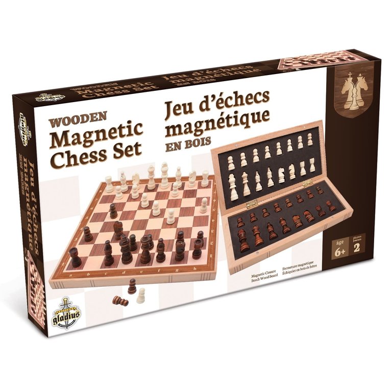 Jeu d'échecs en bois - magnétique (Multilingue)