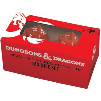 Ultra Pro (UP) Heavy Metal DnD 2 D20 - Red/White* Ultra Pro (UP) Heavy Metal DnD 2 D20 - Red/White*