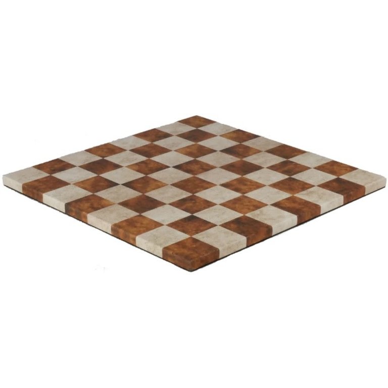 Chess Board - Caramel/Cream Leatherette 14.5"