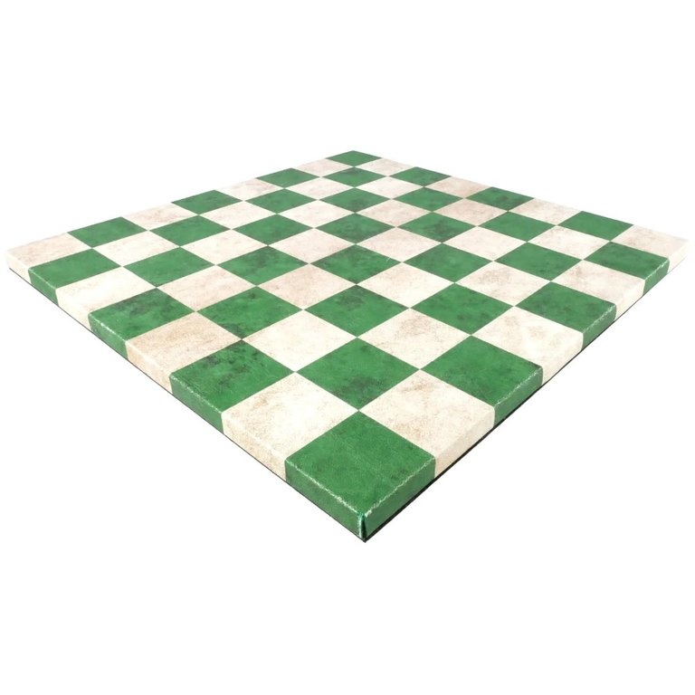 Chess Board - Emerald/Cream Leatherette 14.5"