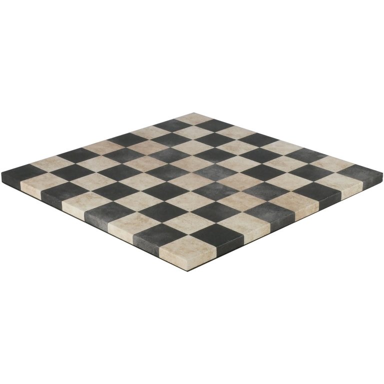 Chess Board - Dusty Black/Cream Leatherette 14.5"