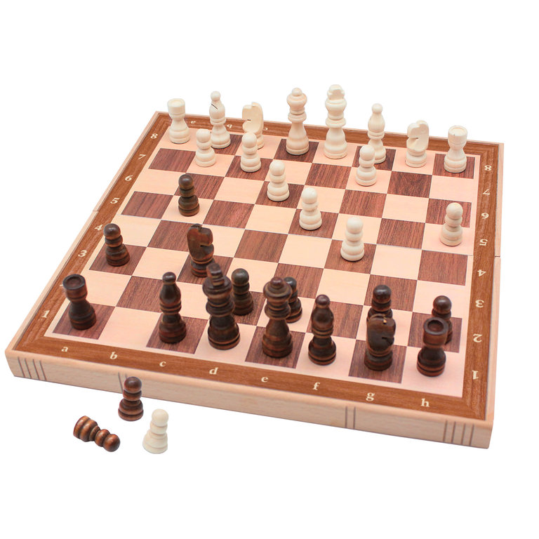 Jeu d'échecs en bois - magnétique (Multilingual)