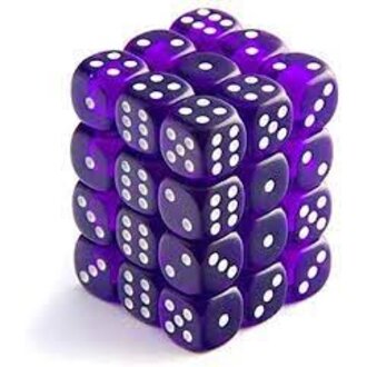 Chessex 36 dés 6 12mm transparents violets avec points blancs