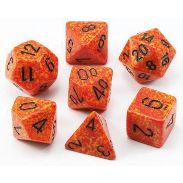 Chessex 7 dés polyédriques picotés ''Fire''