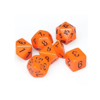Chessex 7 dés polyédriques opaques orange avec chiffres noirs