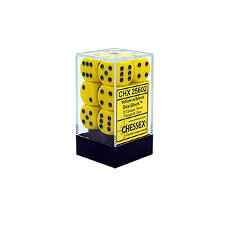 Chessex 12 dés 6 16mm opaques jaune avec points noirs