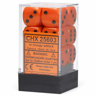 Chessex 12 dés 6 16mm opaques orange avec points noirs