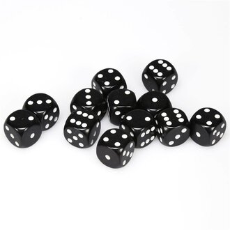Chessex 12 dés 6 16mm opaques noirs avec points blancs