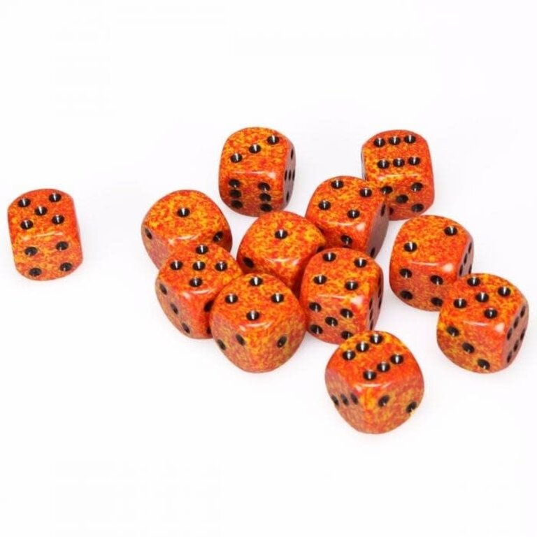 Chessex 12 dés 6 16mm picotés ''Fire''