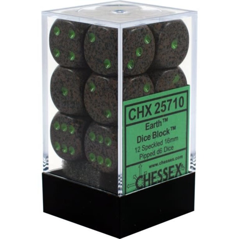 Chessex 12 dés 6 16mm picotés '''Earth''