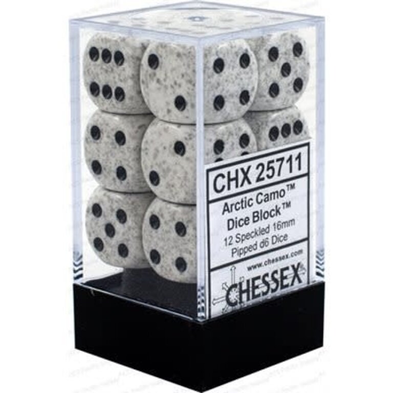 Chessex 12 dés 6 16mm picotés ''Arctic Camo''