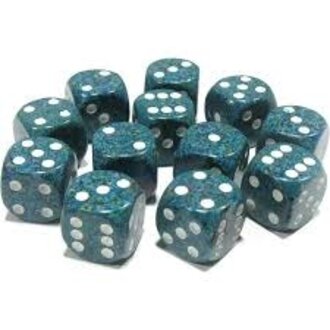 Chessex 12 dés 6 16mm picotés ''Sea''