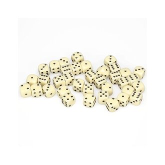 Chessex 36 dés 6 12mm opaques ivoire avec points noirs