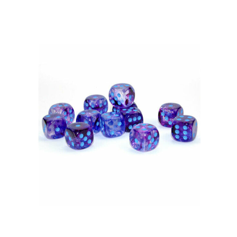 Chessex 36 dés 6 12mm Nebula Luminary nocturne avec chiffres bleus