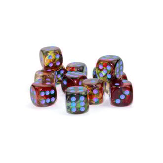 Chessex 36 dés 6 12mm Nebula Luminary primaire avec chiffres bleus