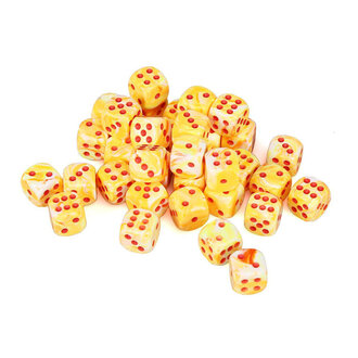 Chessex 36 dés 6 12mm Festive Sunburst avec points rouges