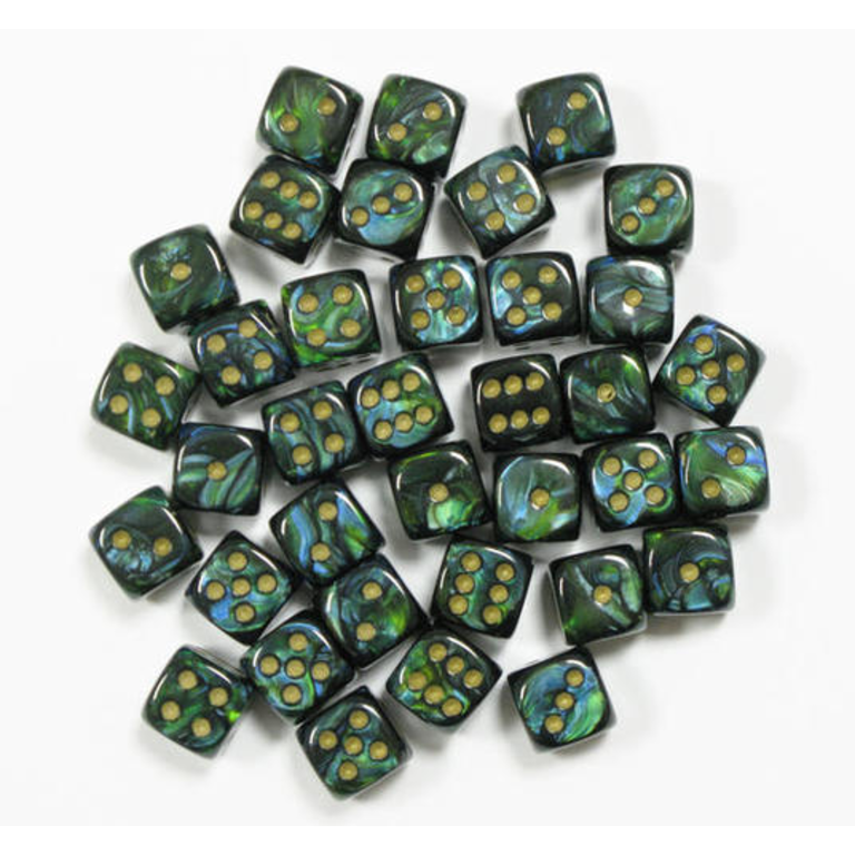 Chessex 36 dés 6 12mm Scarab Ja avec points dorés