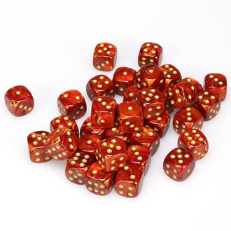 Chessex 36 dés 6 12mm Scarab Scarlet avec points dorés
