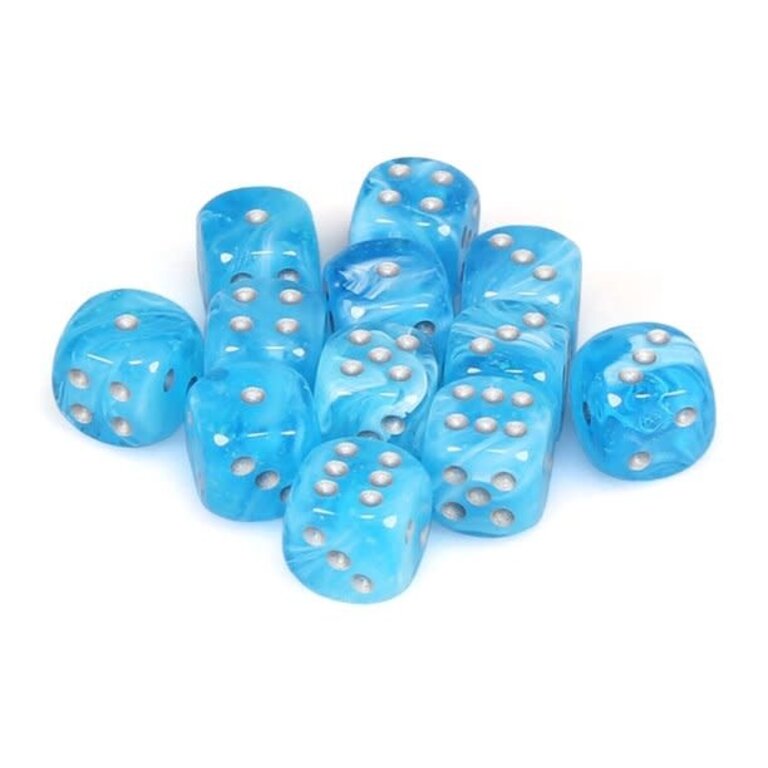 Chessex 12 dés 6 16mm Luminary Ciel avec points argent