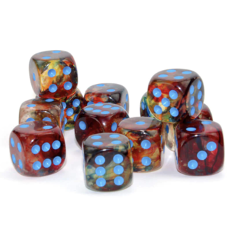 Chessex 12 dés 6 16mm Nebula Luminary primaire avec chiffres bleus