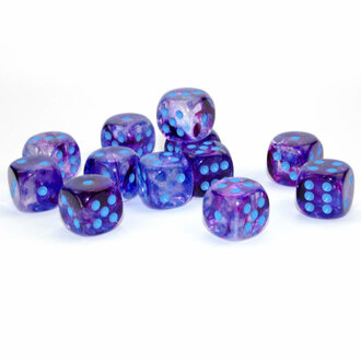 Chessex 12 dés 6 16mm Nebula Luminary nocturne avec chffres bleus
