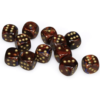 Chessex 12 dés 6 16mm Scarab Blue Blood avec points dorés