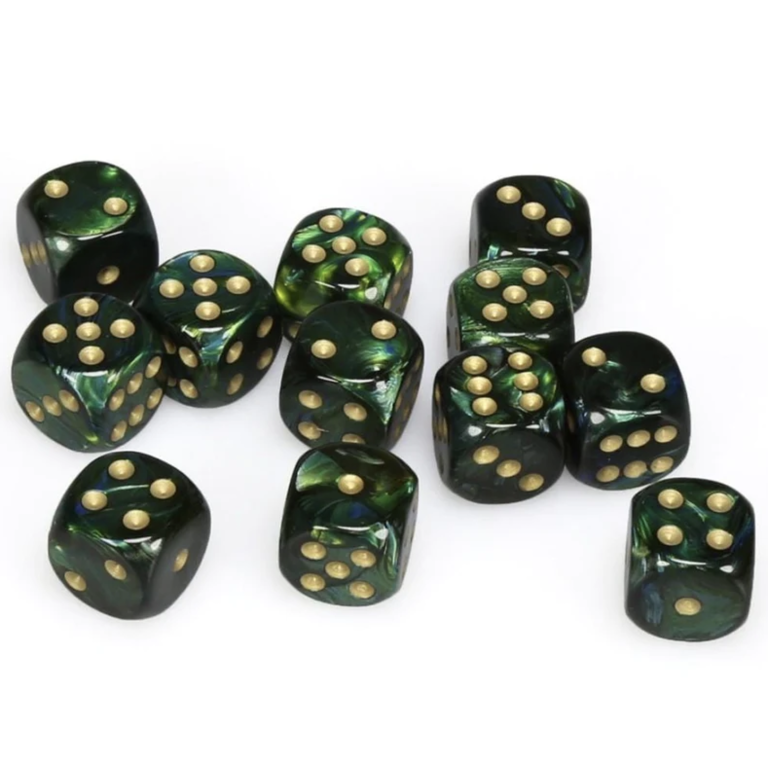 Chessex 12 dés 6 16mm Scarab Ja avec points dorés