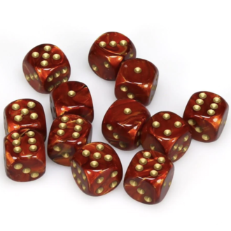 Chessex 12 dés 6 16mm Scarab Scarlet avec points dorés