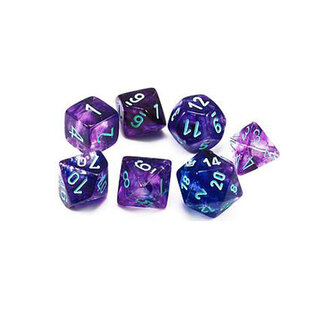 Chessex 7 dés polyédriques Nebula Luminary nocturne avec chiffres bleus