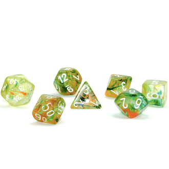 Chessex 7 dés polyédriques Nebula Luminary printemps avec chiffres blancs