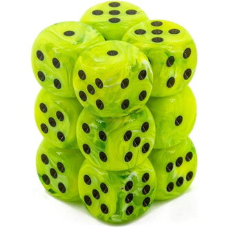Chessex 36 dés 6 12mm Vortex Vert Pétant avec points noirs