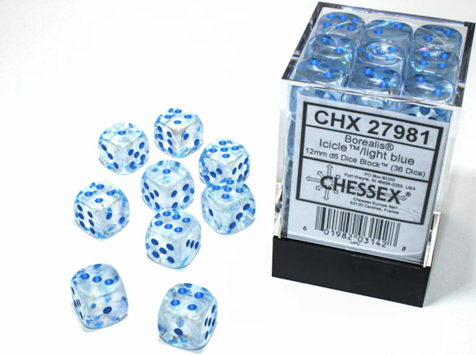 d10 polyédriques Borealis Luminary: Glaçons avec chiffres bleus (Paquet 10) main image 0