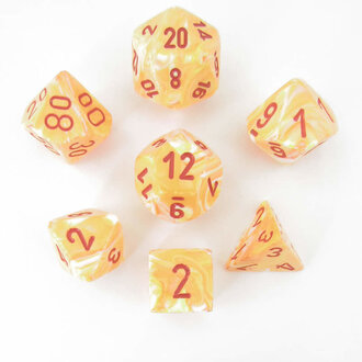 Chessex 7 dés polyédriques Festive Sunburst avec chiffres rouges