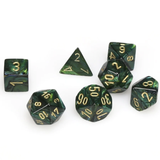 Chessex 7 dés polyédriques Scarab Ja avec chiffres dorés