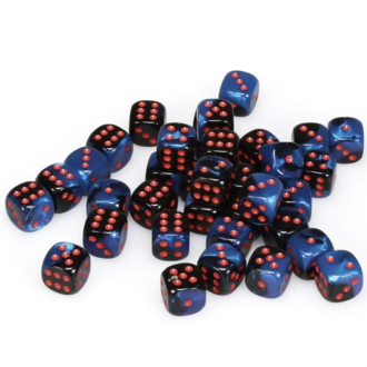 Chessex 36 dés 6 12mm Gemini ciel noir étoilé avec points rouges