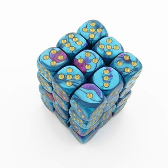 Chessex 36 dés 6 12mm Gemini violet/sarcelle avec points dorés