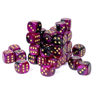 Chessex 36 dés 6 12mm Gemini noir/violet avec points dorés