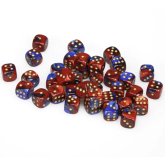Chessex 36 dés 6 12mm Gemini bleu/rouge avec points dorés
