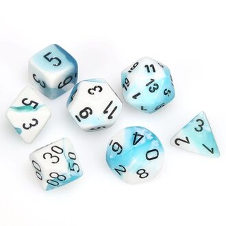 Chessex 7 dés polyédriques Gemini turquoise/blanc avec chiffres noirs