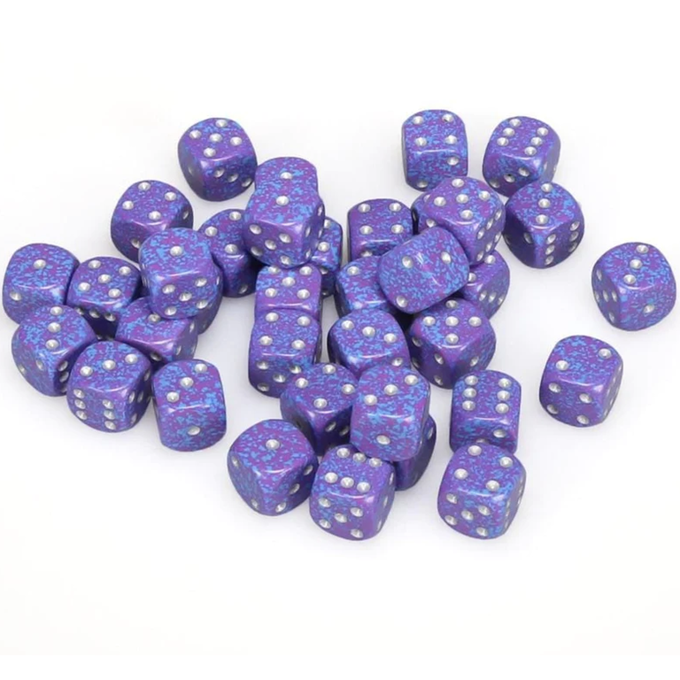 Chessex 36 dés 6 12mm picotés ''Silver Tetra''